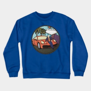 Sportscar Lean Midlife Merit Badge Crewneck Sweatshirt